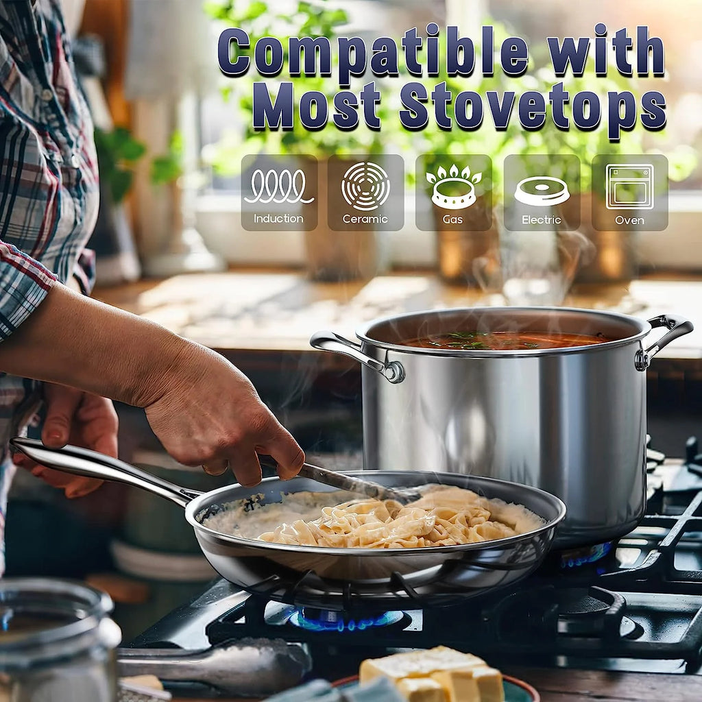10-Piece Stainless Steel Cookware Set with Fry Pan A144219
