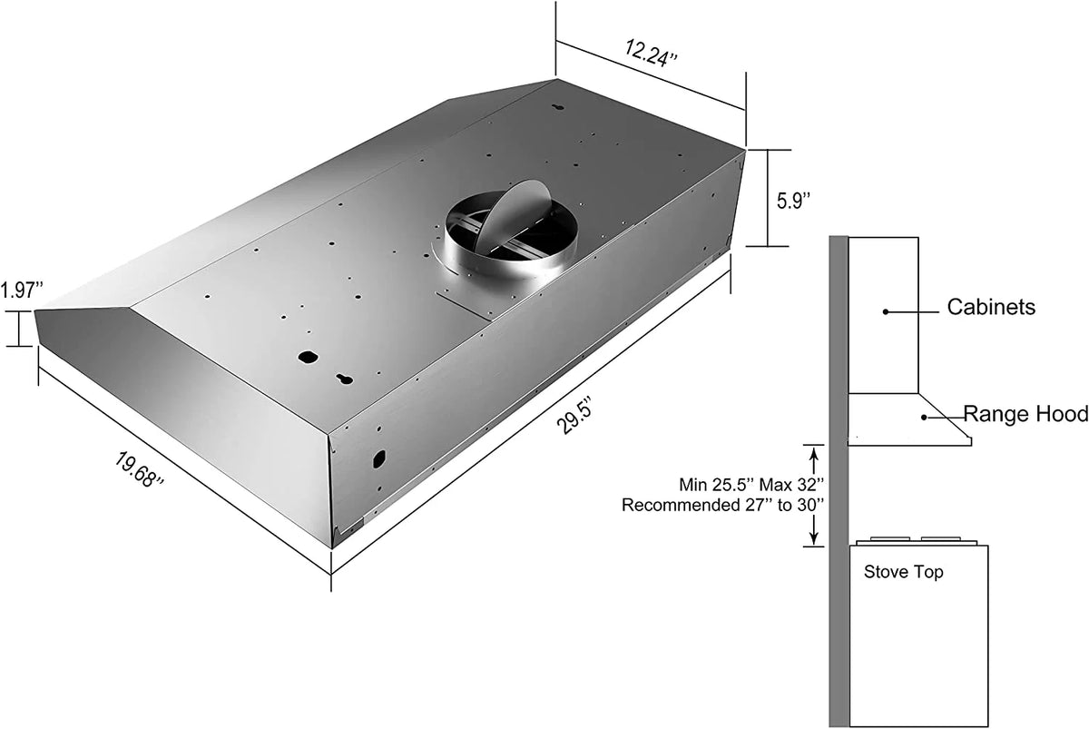 36 inch 900 CFM Under Cabinet Range Hoods with Stainless Steel Filters E344