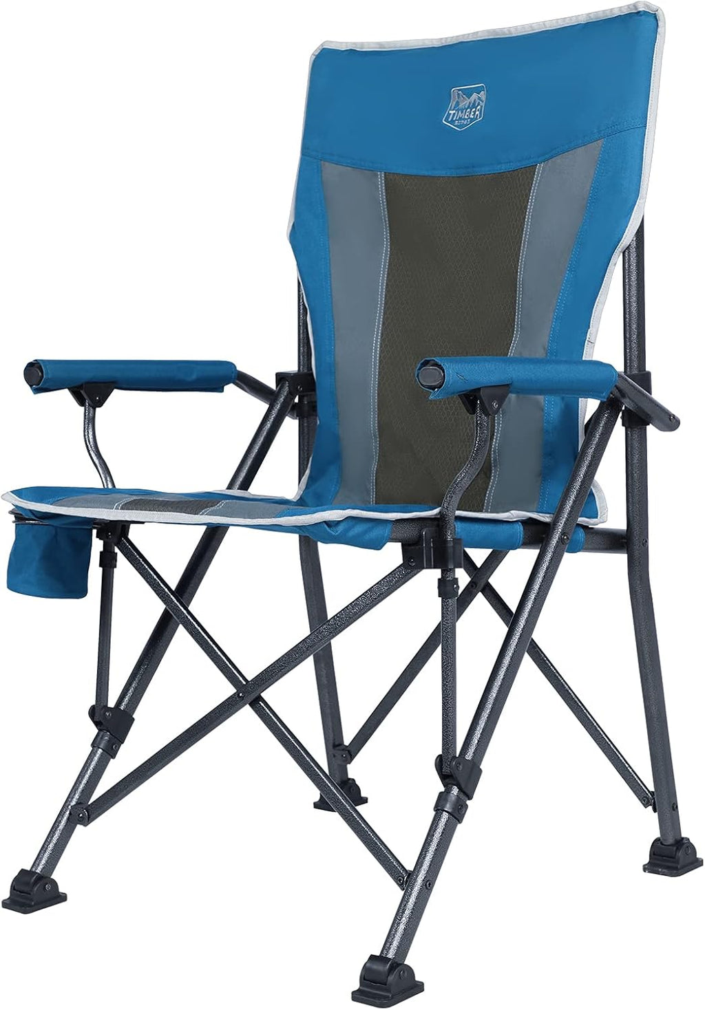 Deep Black Folding Camping Chair with Padded Hard Armrest U397