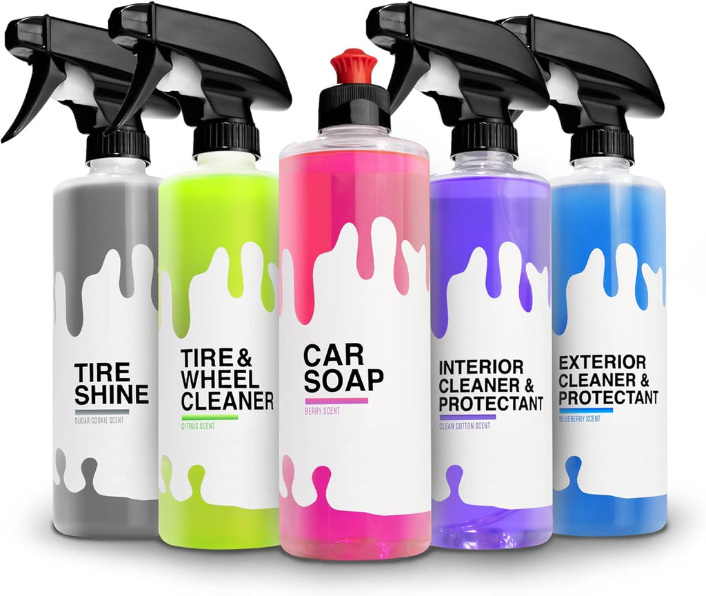 Car Cleaning Kit with Car Soap, Tire Shine, Tire & Wheel Cleaner, Pack of 2 B946638