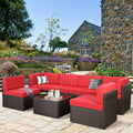 7-Piece PE Rattan Wicker Outdoor Sectional Sofa Set O30257