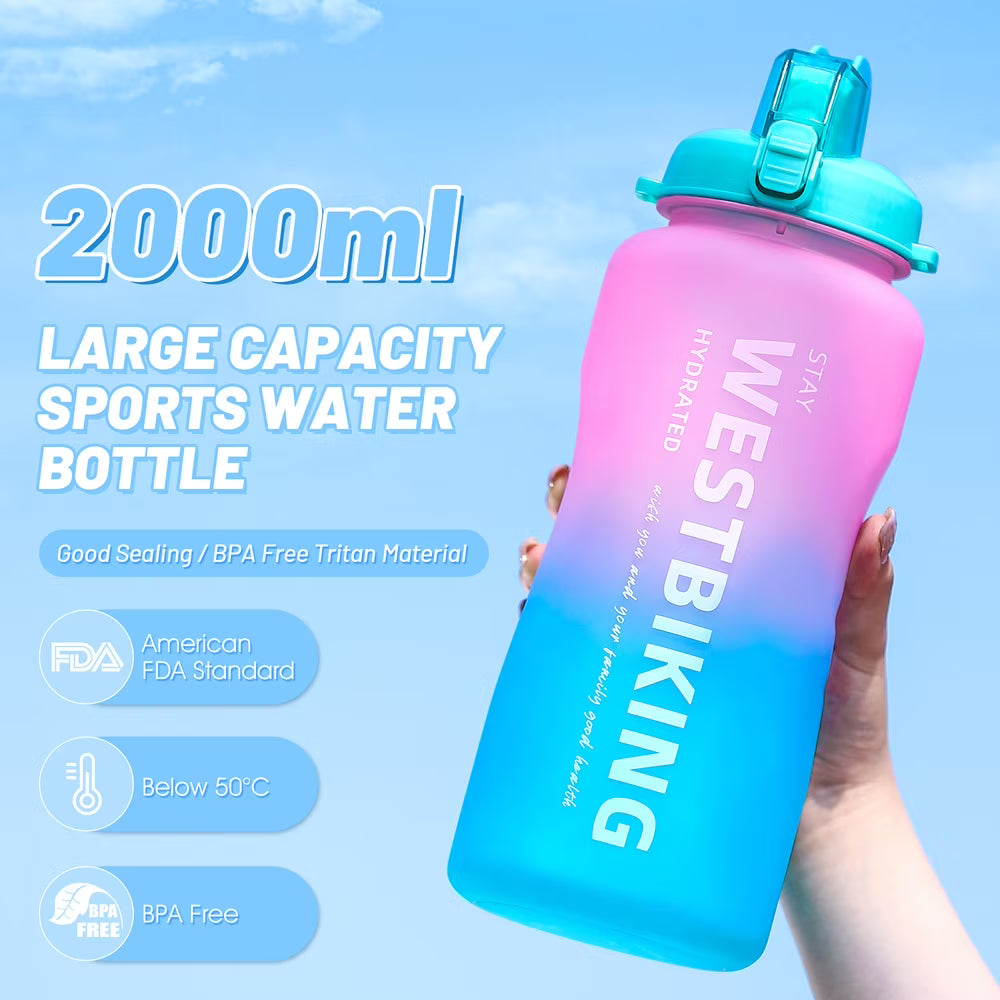 Sports Water Bottle with Straw Large Capacity F671