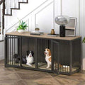 Large Wooden Dog Crate Furniture with Double Doors Q57806