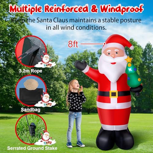 14FT Christmas Inflatable Santa Claus Outdoor Blow Up Yard Decorations with Gift Bags H733484