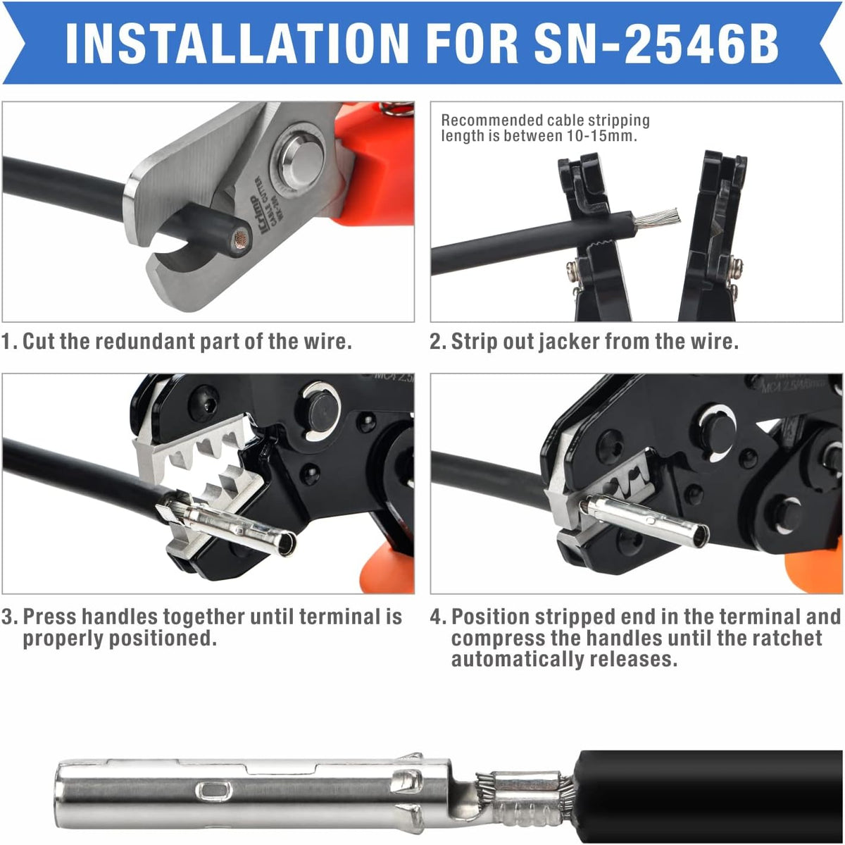 Solar PV Cable Crimping Tool Kit with Stripper, Cutter, Spanner and Connectors D857