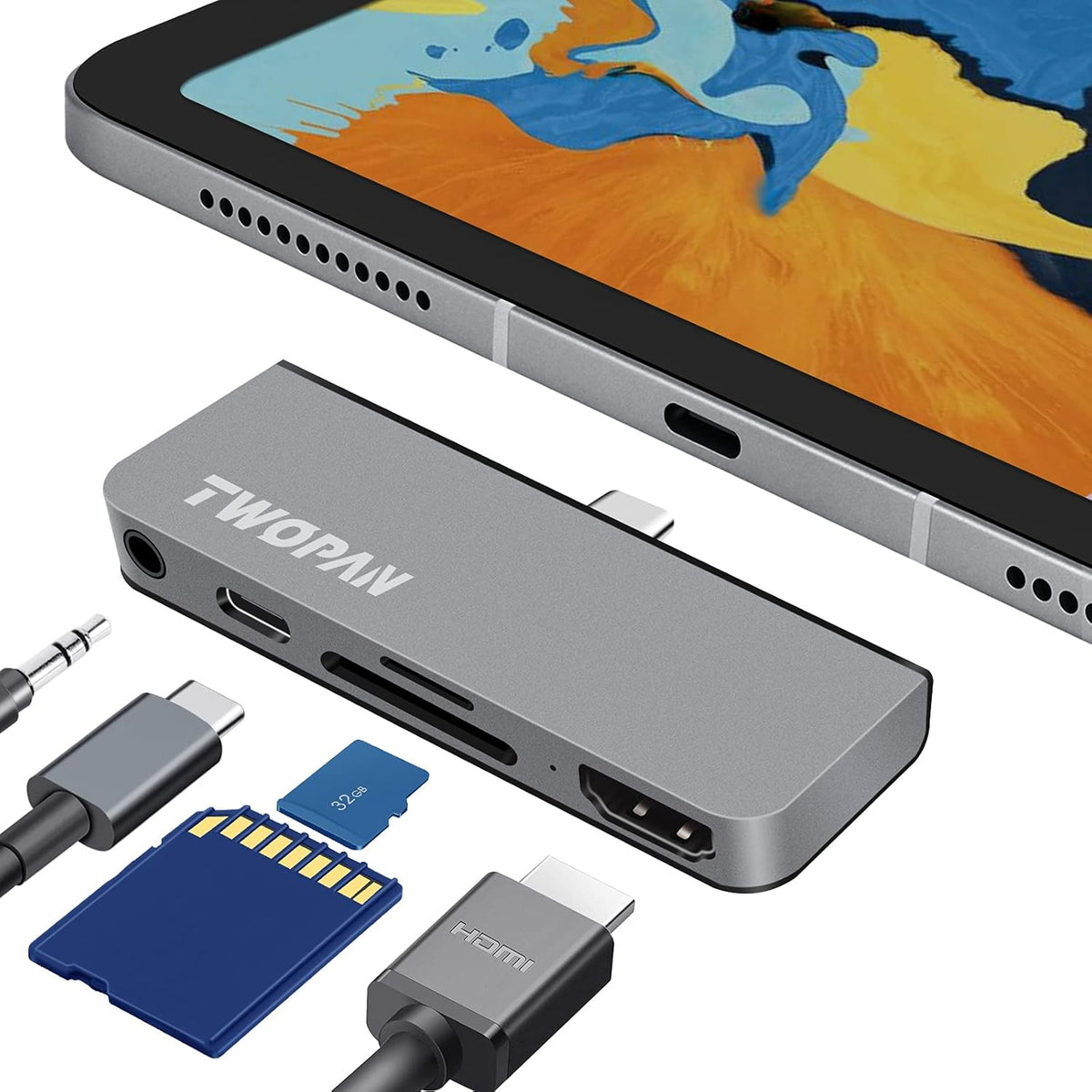 USB C Hub Multiport Adapter 7 in 1 with HDMI Micro/SD Card Readers F39272