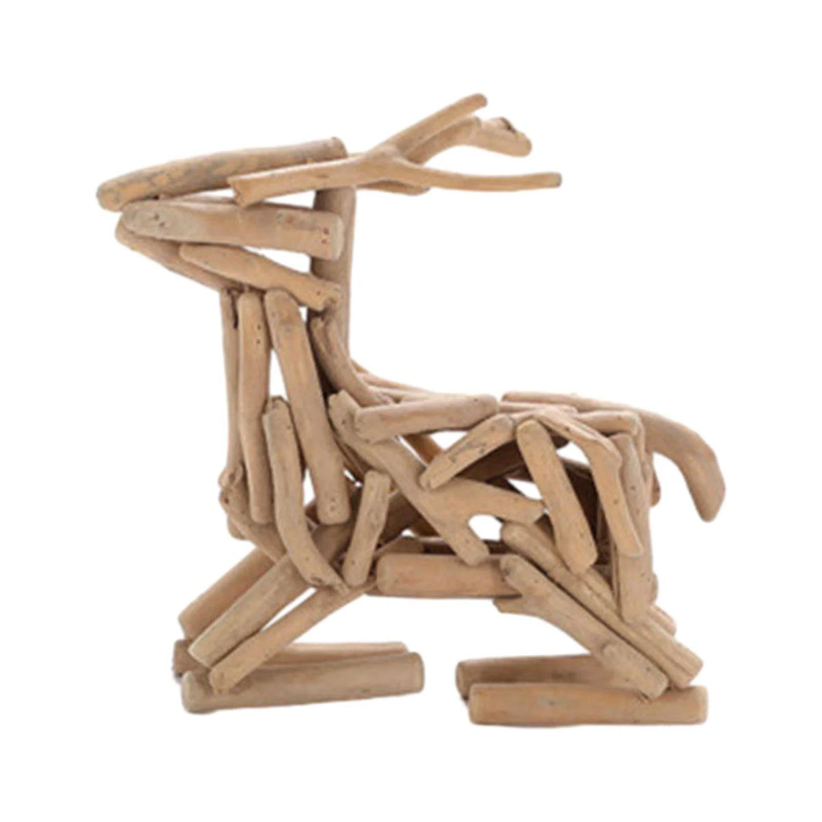 Lying Deer Wood Figurine Sculpture H829