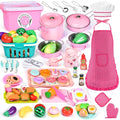 105Pcs Kids Play Kitchen Accessories Set with Apron & Chef Hat I7762