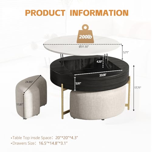 3 in 1 Lift Top Nesting Coffee Table with Storage T6194