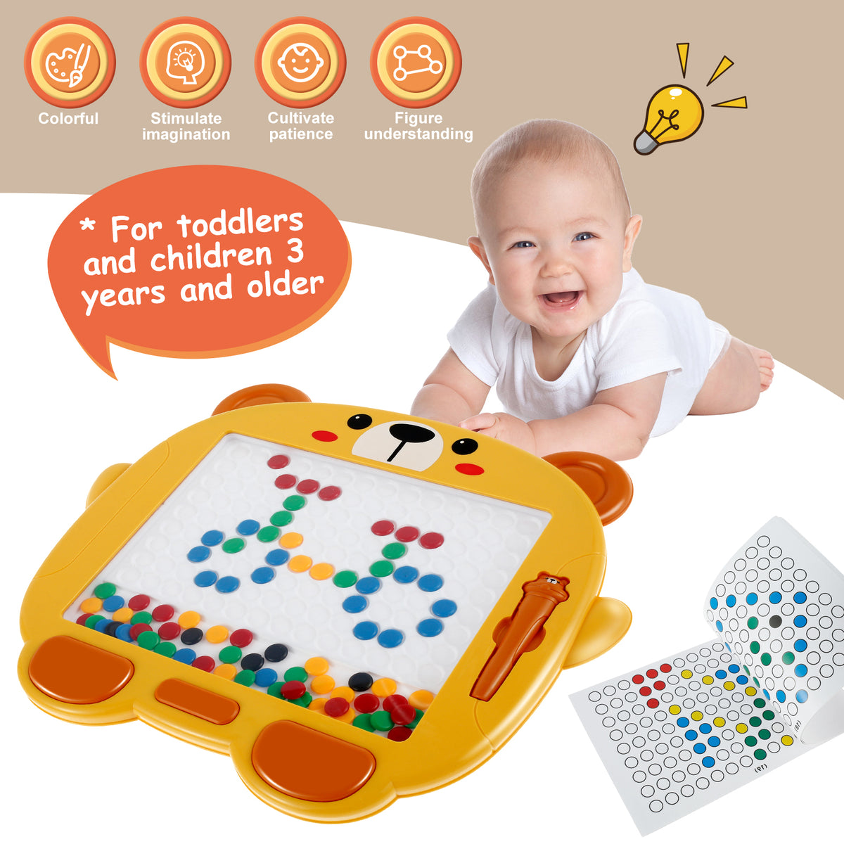 Colorful Magnetic Drawing Board with Magnetic Pen and Cards Q695