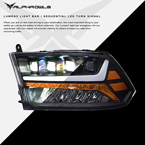 Black Amber Crystal Headlights With LED Light Bar K974