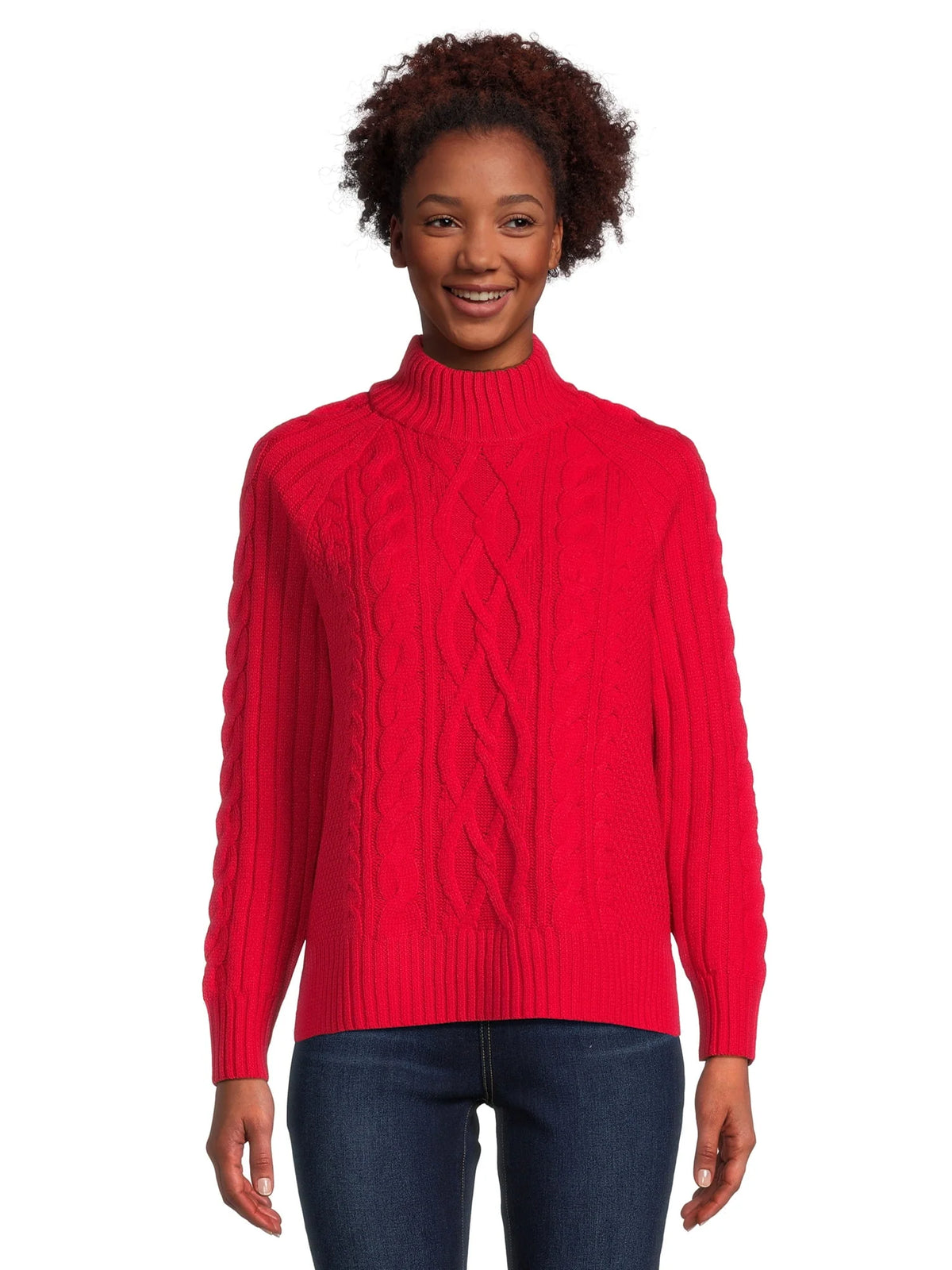 Mock Neck Cable Pullover Sweater X305903