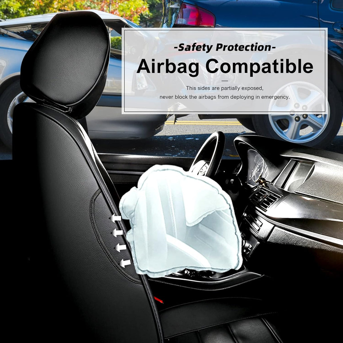 Black Faux Full Set of Car Seat Covers T59230