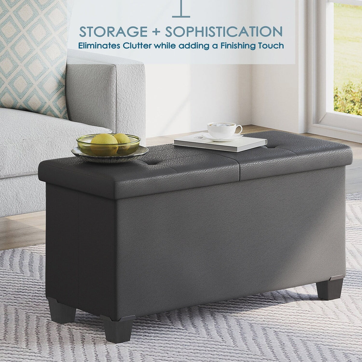 Grey Faux Leather Storage Ottoman Bench O727884