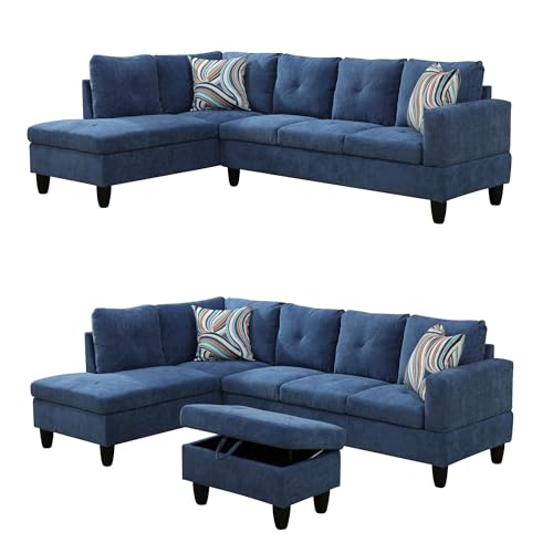 97" L Shaped Faux Leather Sectional Sofa with Storage Ottoman X487