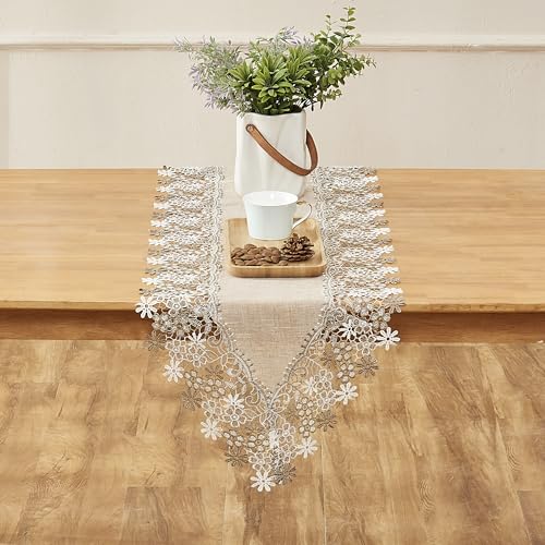 Beige Floral Lace Table Runner 120 inches C665192