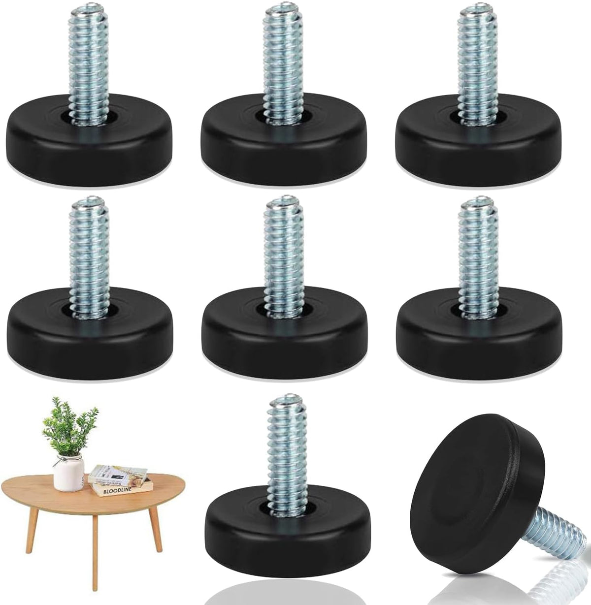 8 PCS Adjustable Furniture Feet Threaded 1/4" Thread P366038