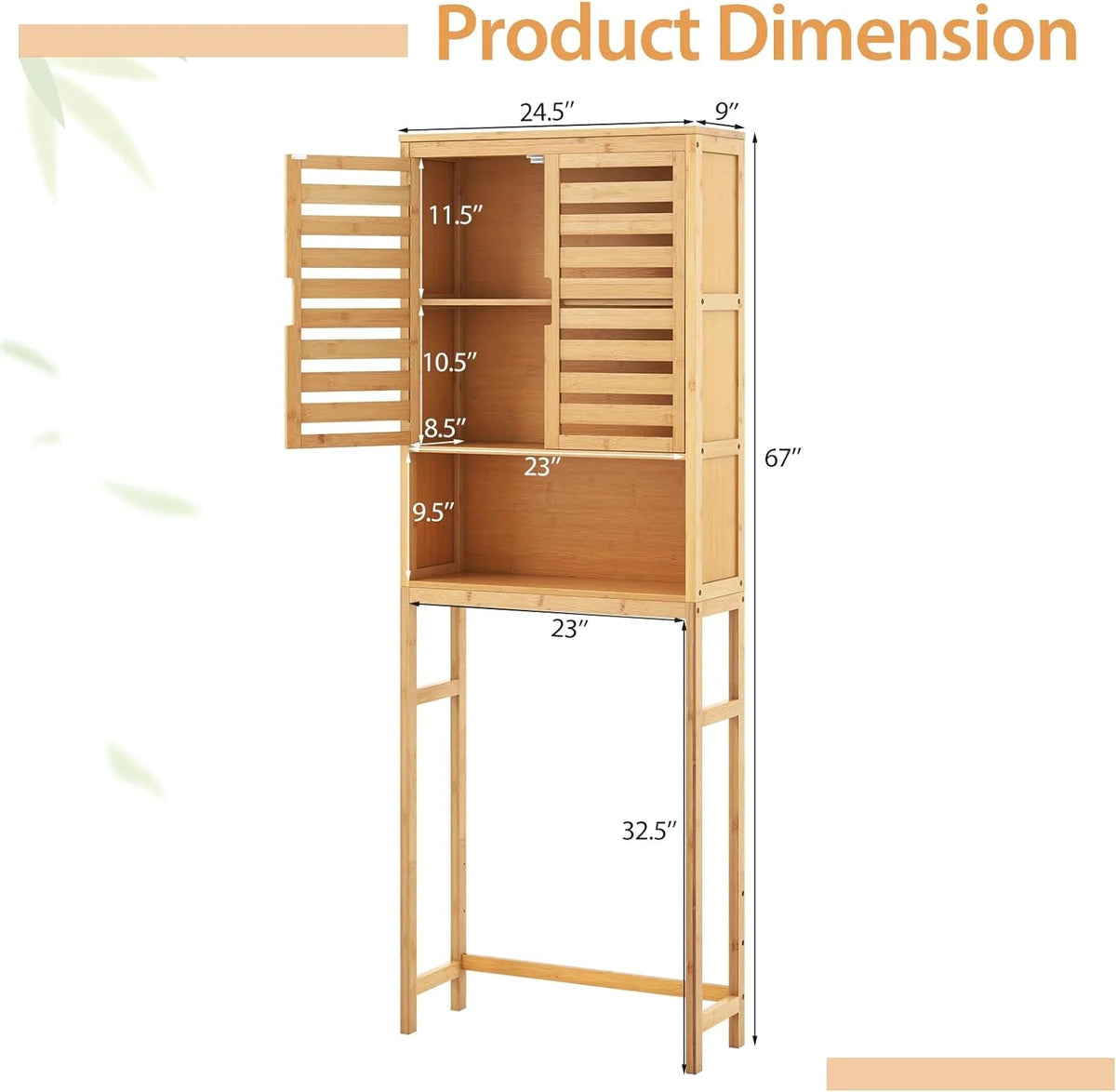 Natural Bamboo Over The Toilet Storage Cabinet F4378