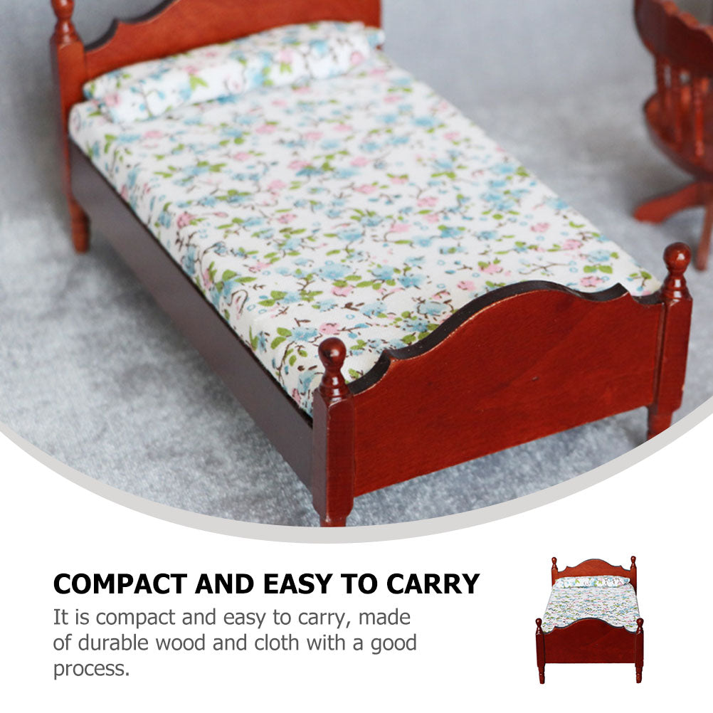 Mini Bed Doll House Bedroom Decor H531