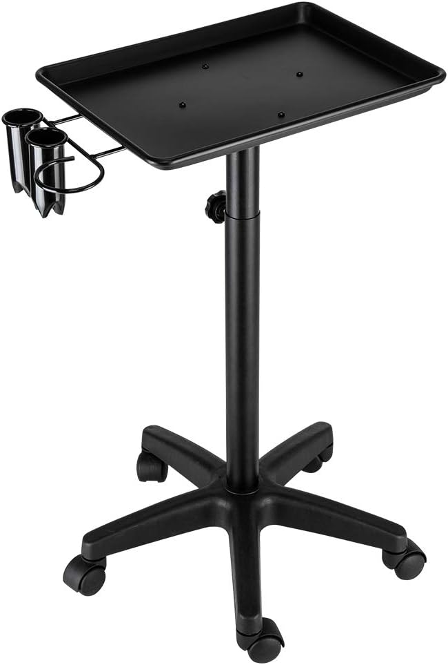 Salon Rolling Color Tray Cart on Wheels with Accessory Caddy C10574