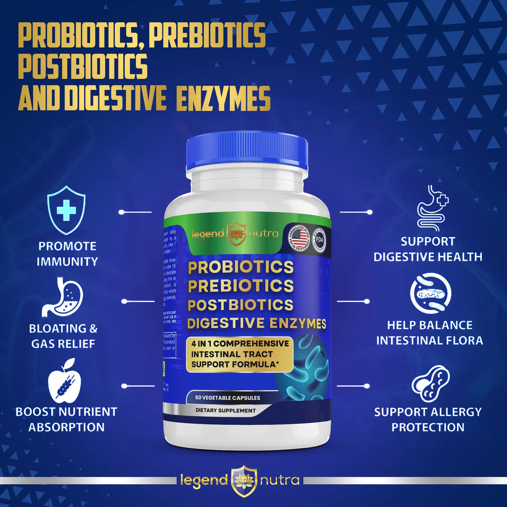 120 Ct Probiotics Prebiotics Postbiotics Digestive Enzymes G468