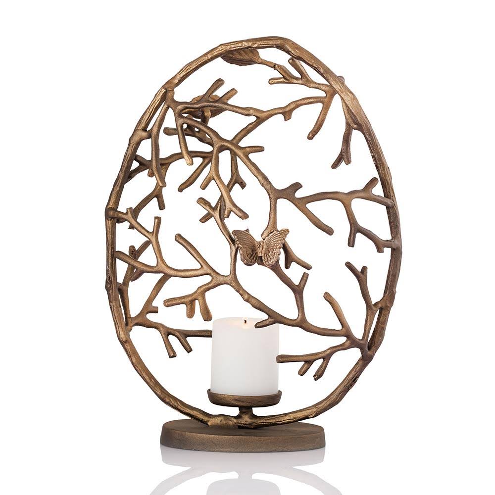 Gold Round Pillar Candle Holder 18 in. Z96832