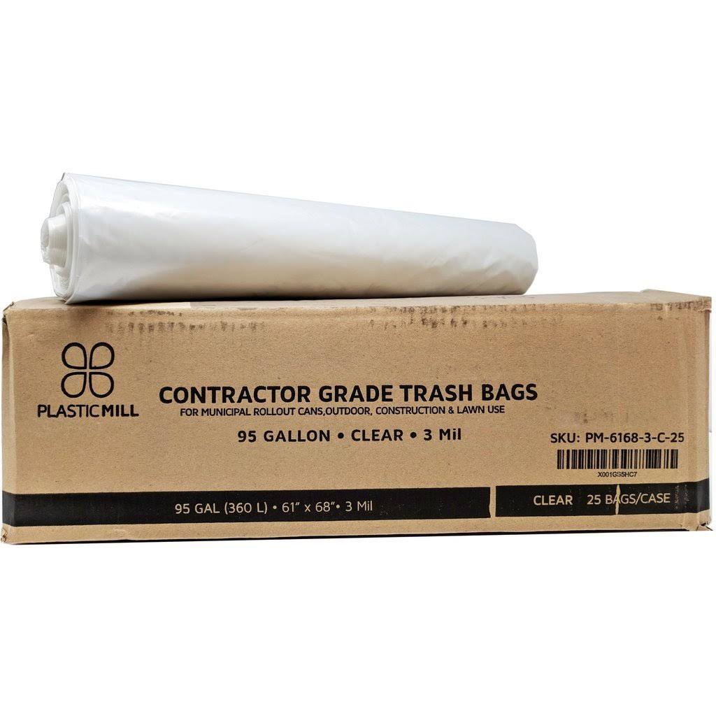 100 Gallon Clear 3 mil 25 Bags/Case Garbage Bags Y757226