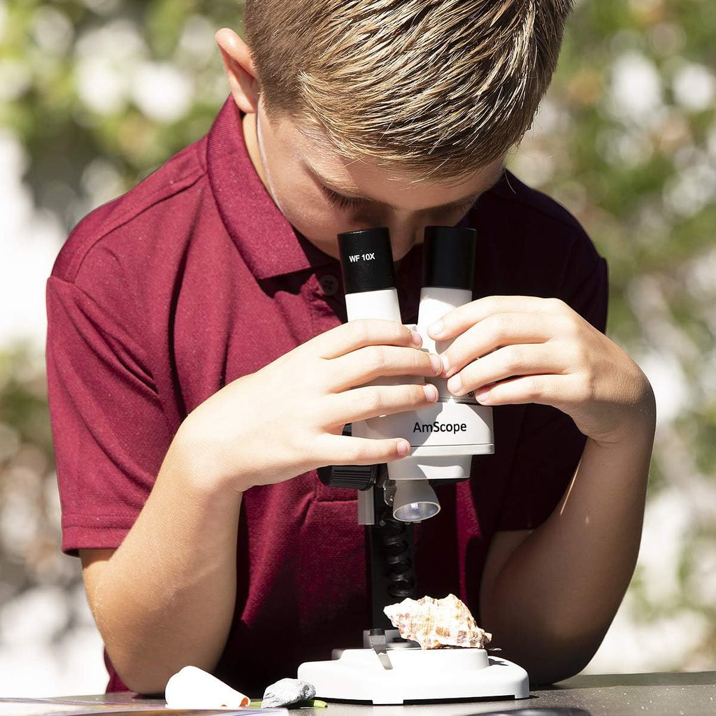 Portable Binocular Stereo Microscope, 20X and 40X Magnification, LED Light Source G917364