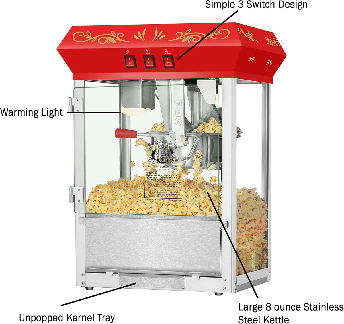 Red 3-Gallon Popcorn Popper W4409