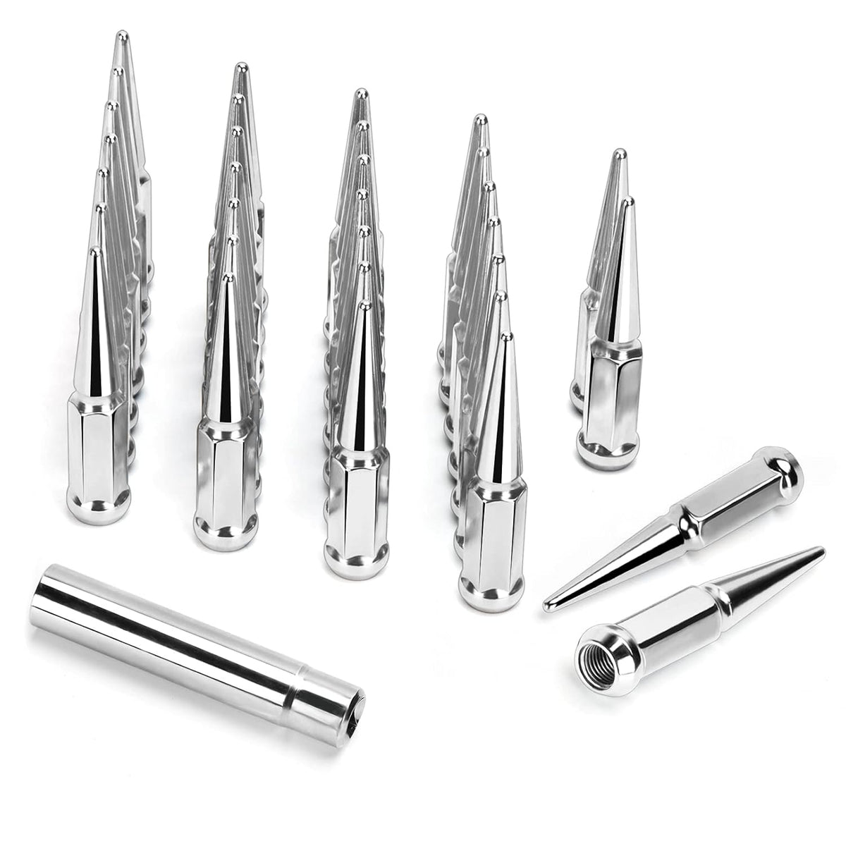 32pcs Chrome Conical Closed End Bulge Acorn Lug Nuts V18546