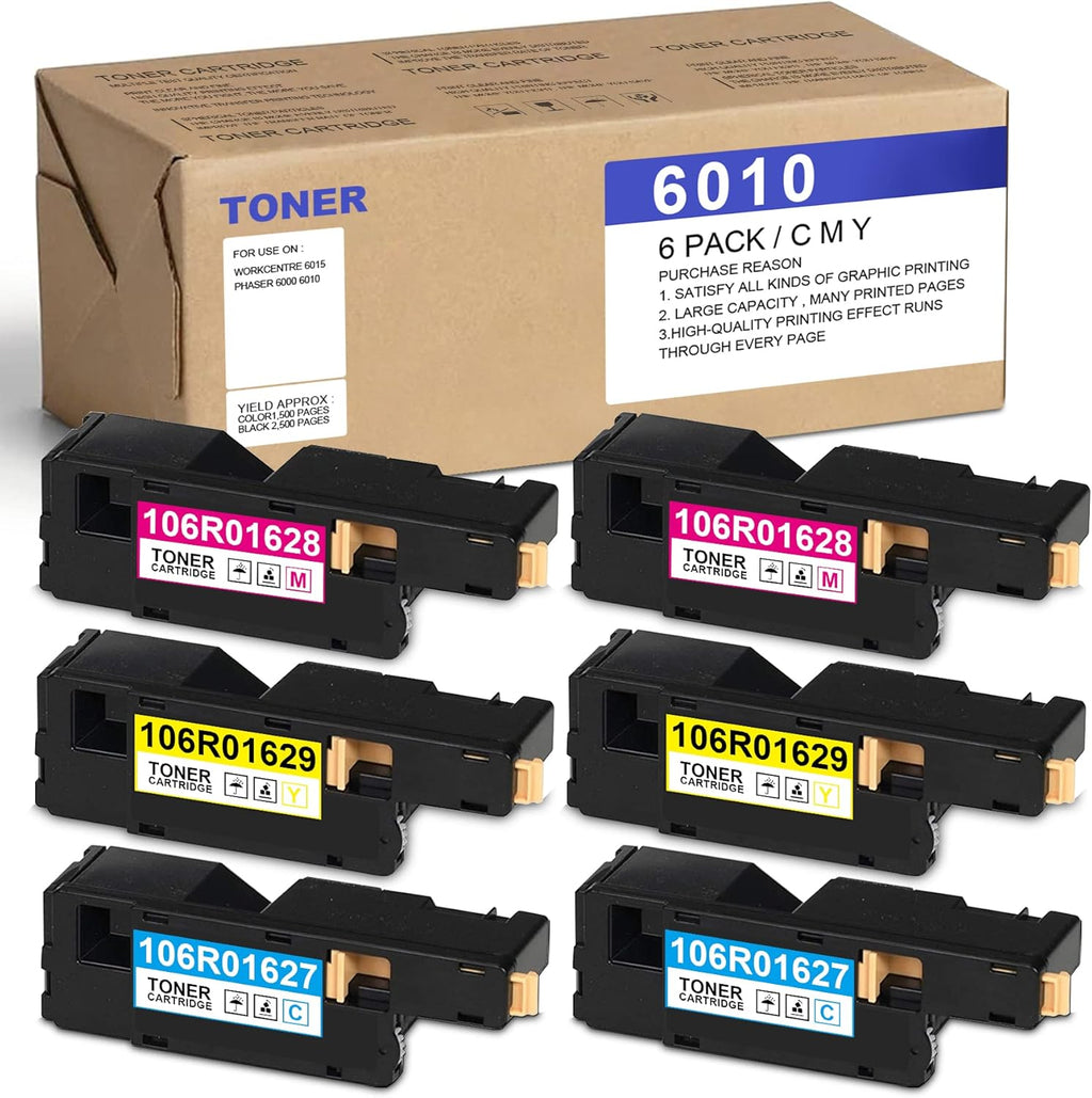 6 Pack Toner Cartridge for Xerox WorkCentre 6015 Phaser 6000 6010 Printer R21101