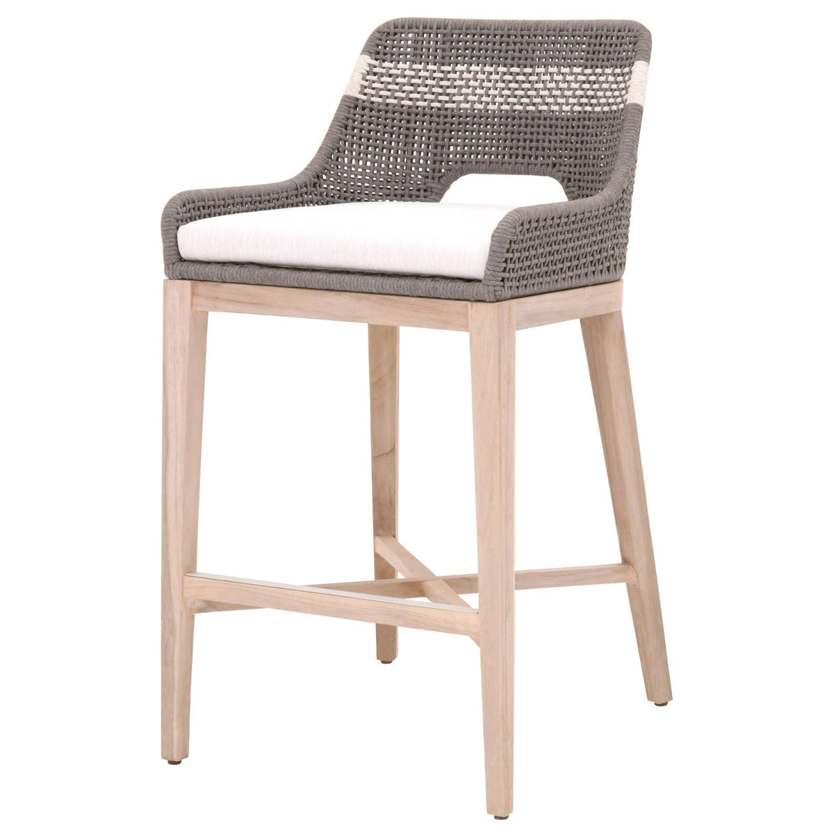 Dark Gray Rope Barstool with Stretcher Q90695