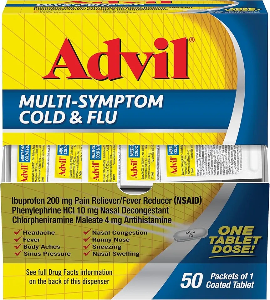 Ibuprofen Phenylephrine Chlorpheniramine Cold and Flu Medicine 50 Coated Tablets N709