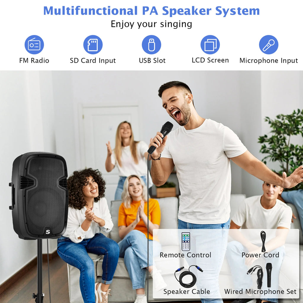 2000W Powered Speakers with Speaker Stands X40789