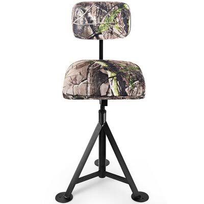 Swivel Hunting Chair Tripod Blind Stool with Detachable Backrest C467