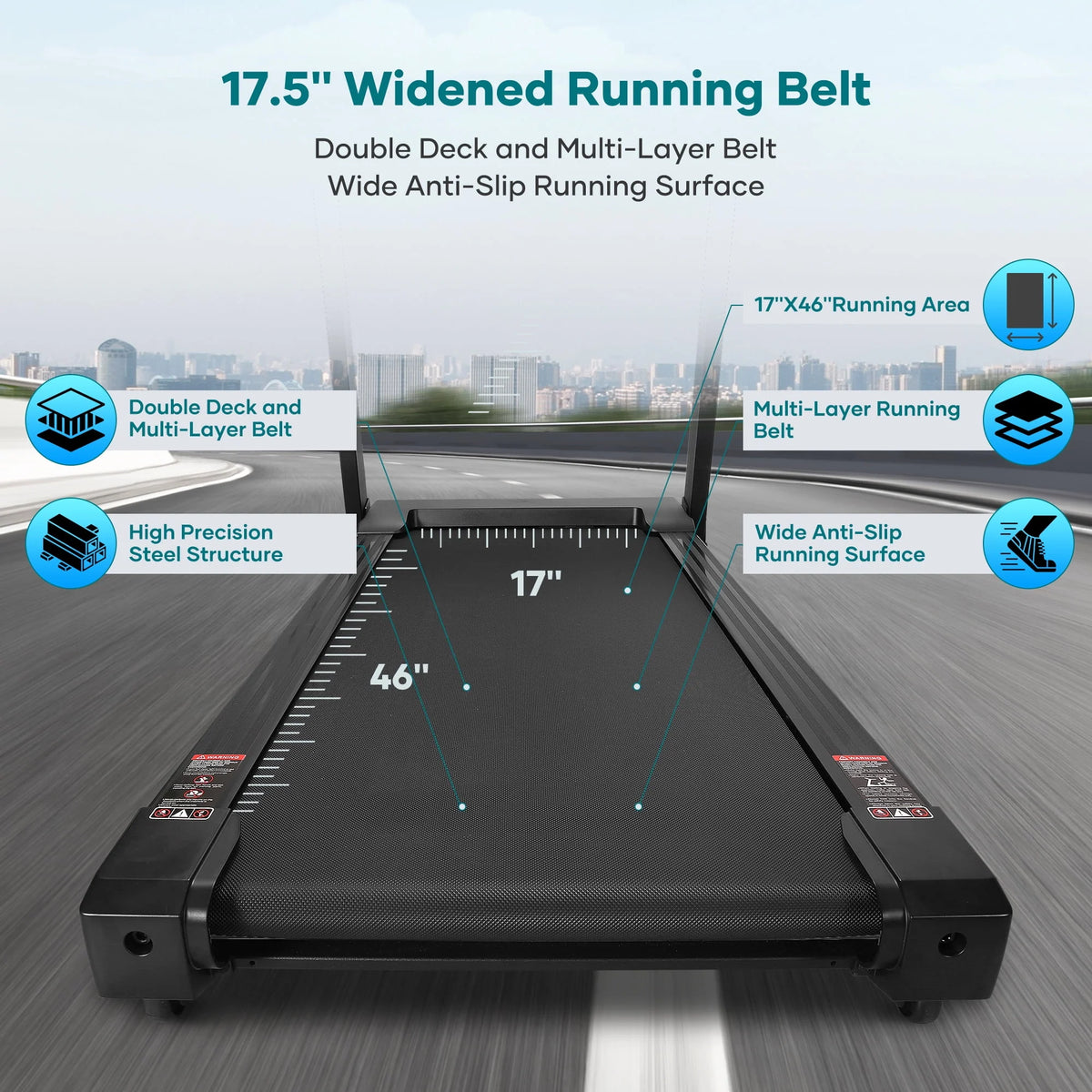 17 Wide Electric Folding Treadmill with Auto Incline I1637