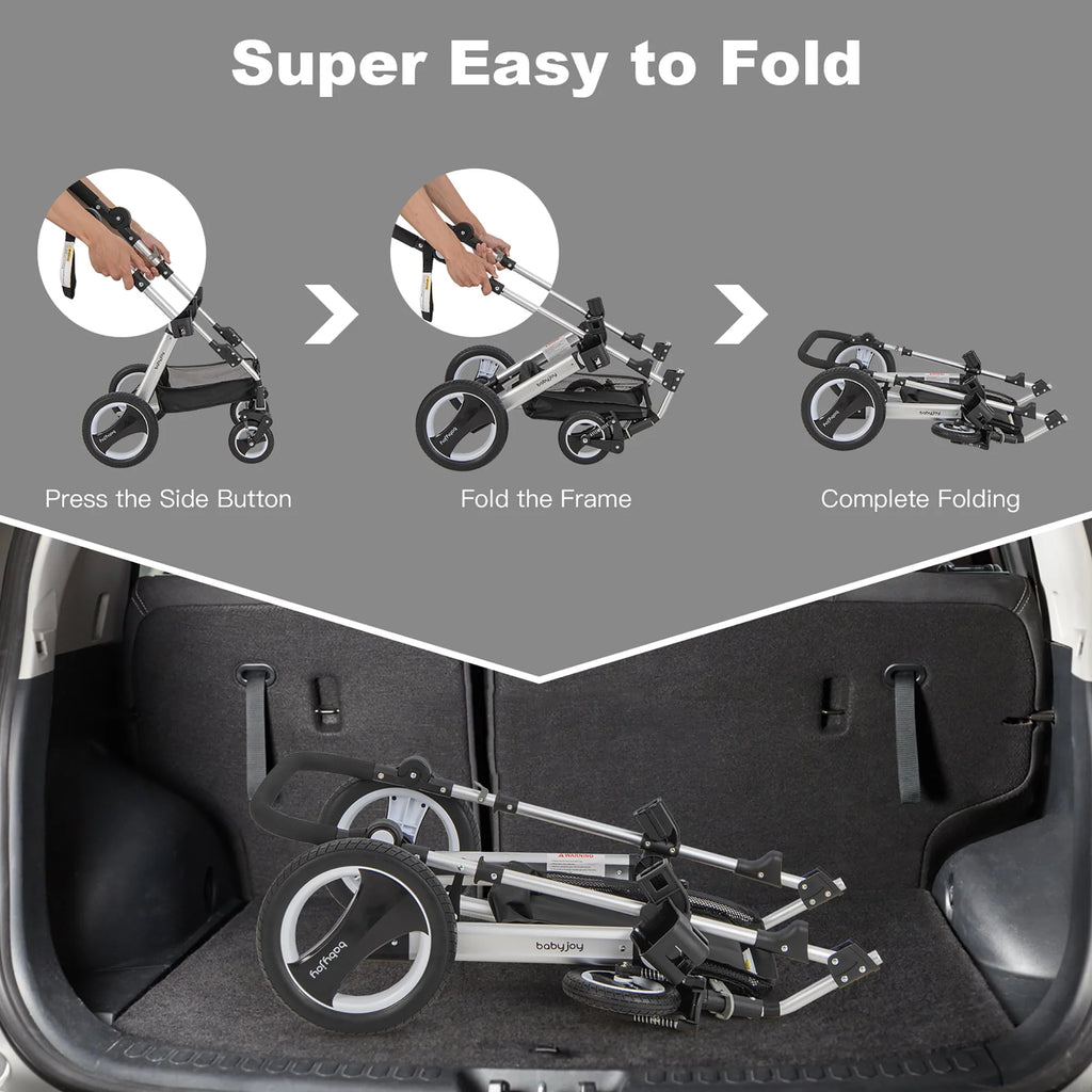 Folding Aluminum Baby Stroller with Diaper Bag K398