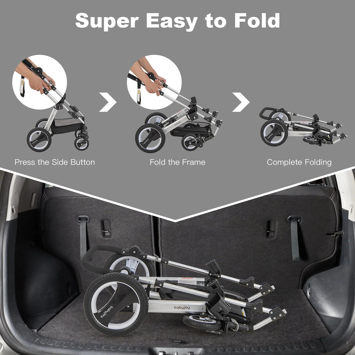 Folding Aluminum Baby Stroller with Diaper Bag K398