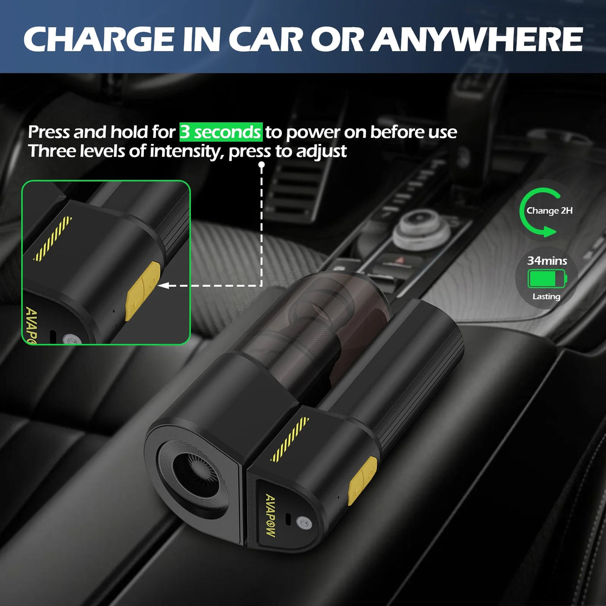 8 in 1 Cordless Car Vacuum 18000 PA Portable Hand Vacuum with 8 Nozzles N2148
