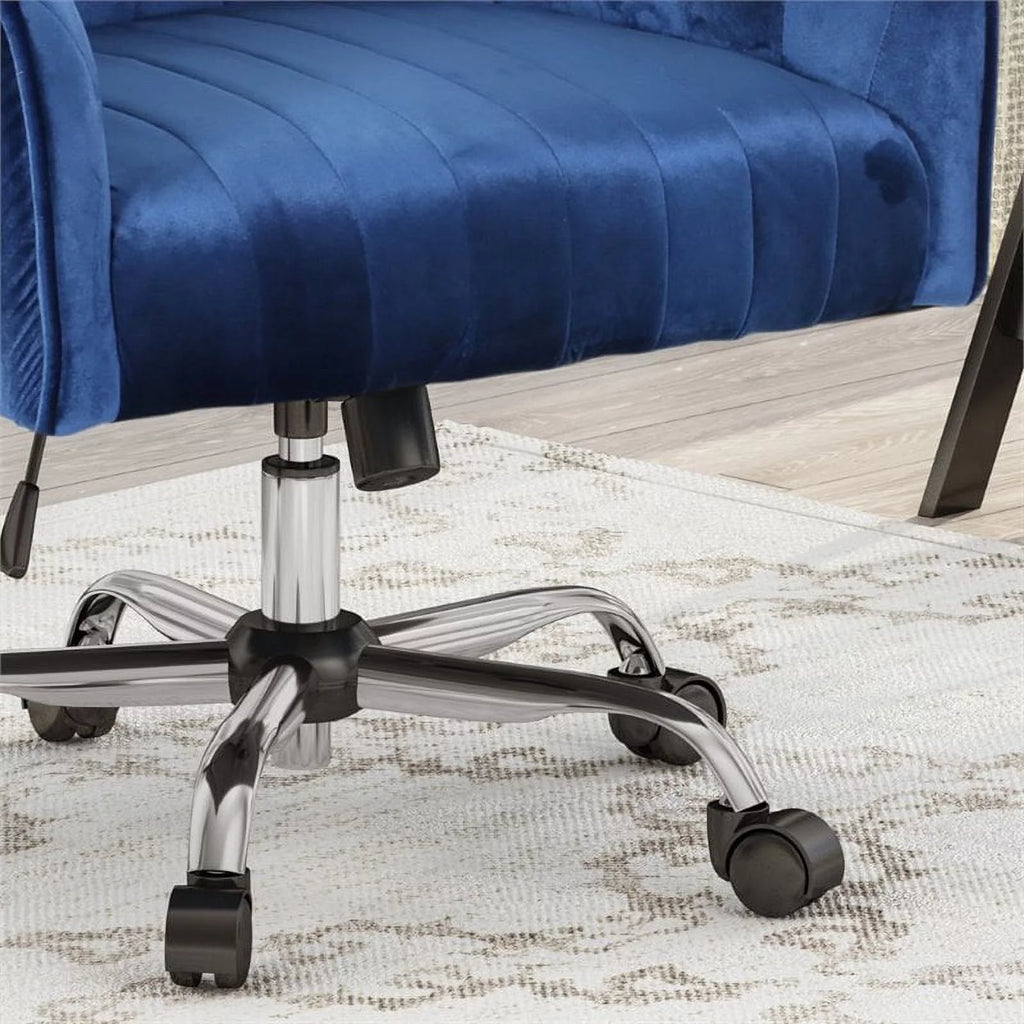 Navy Blue Velvet Swivel Chair D5751