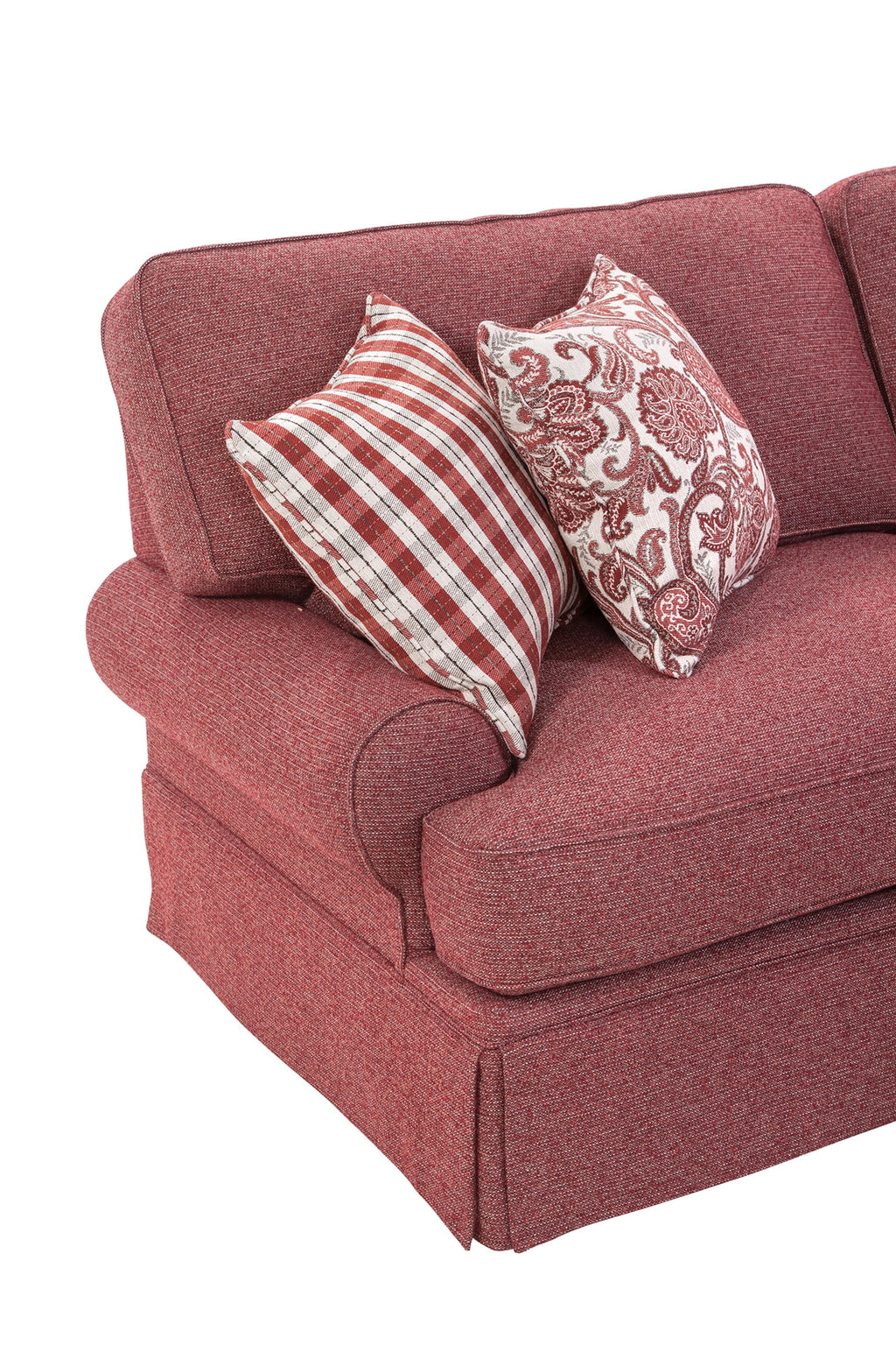 Rustic Red Sofa with Four Accent Pillows I188
