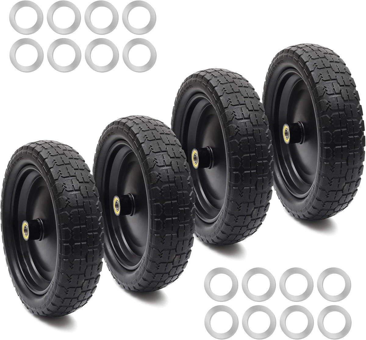 13'' Solid Polyurethane Flat-Free Tire and Wheel Assemblies 2-Pack L2812