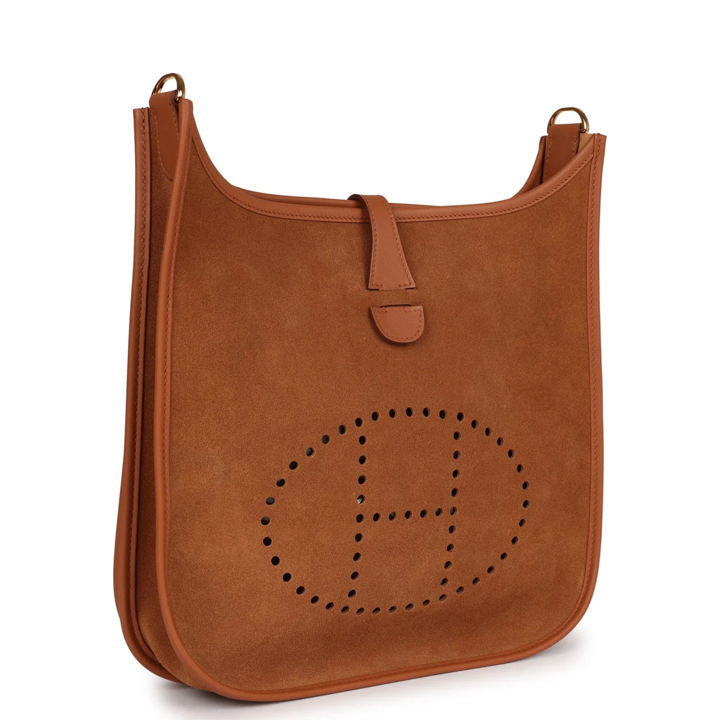Gold Leather Crossbody Bag I18781