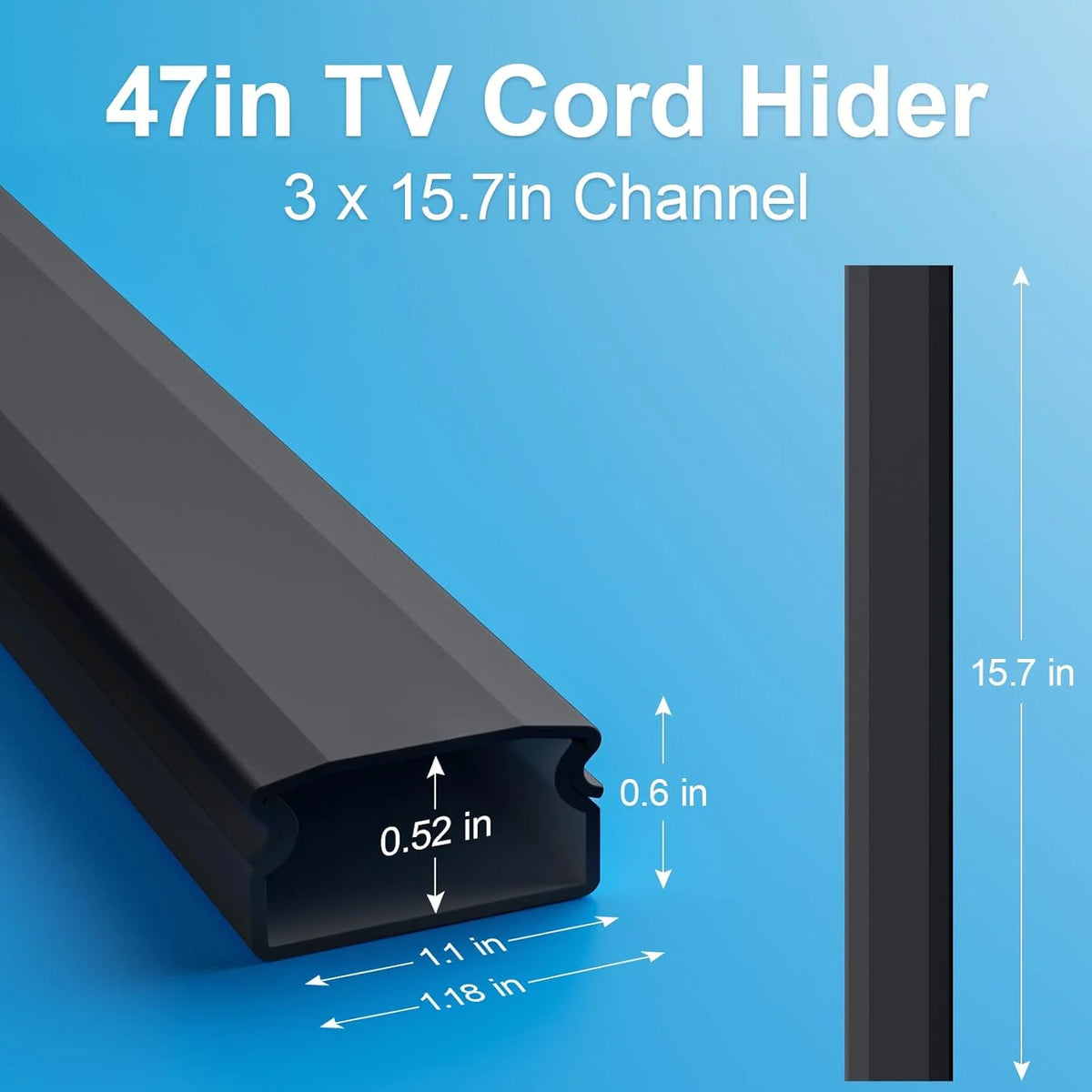 47In Black Cable Raceway for 4 Cords O480