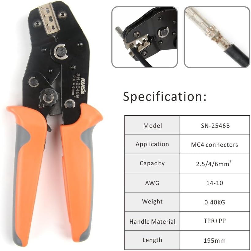 Solar PV Cable Crimping Tool Kit with Stripper, Cutter, Spanner and Connectors D857