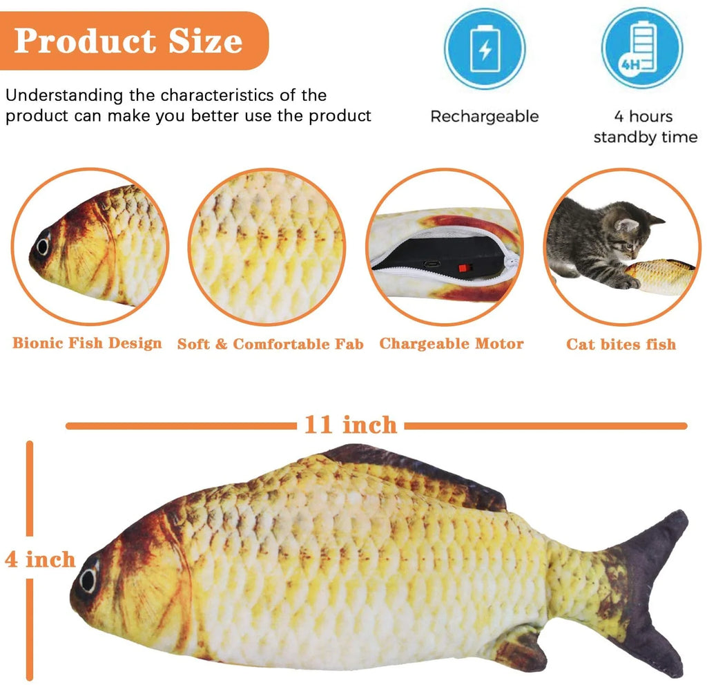 Electric Moving Wagging Fish Cat Toy F7545