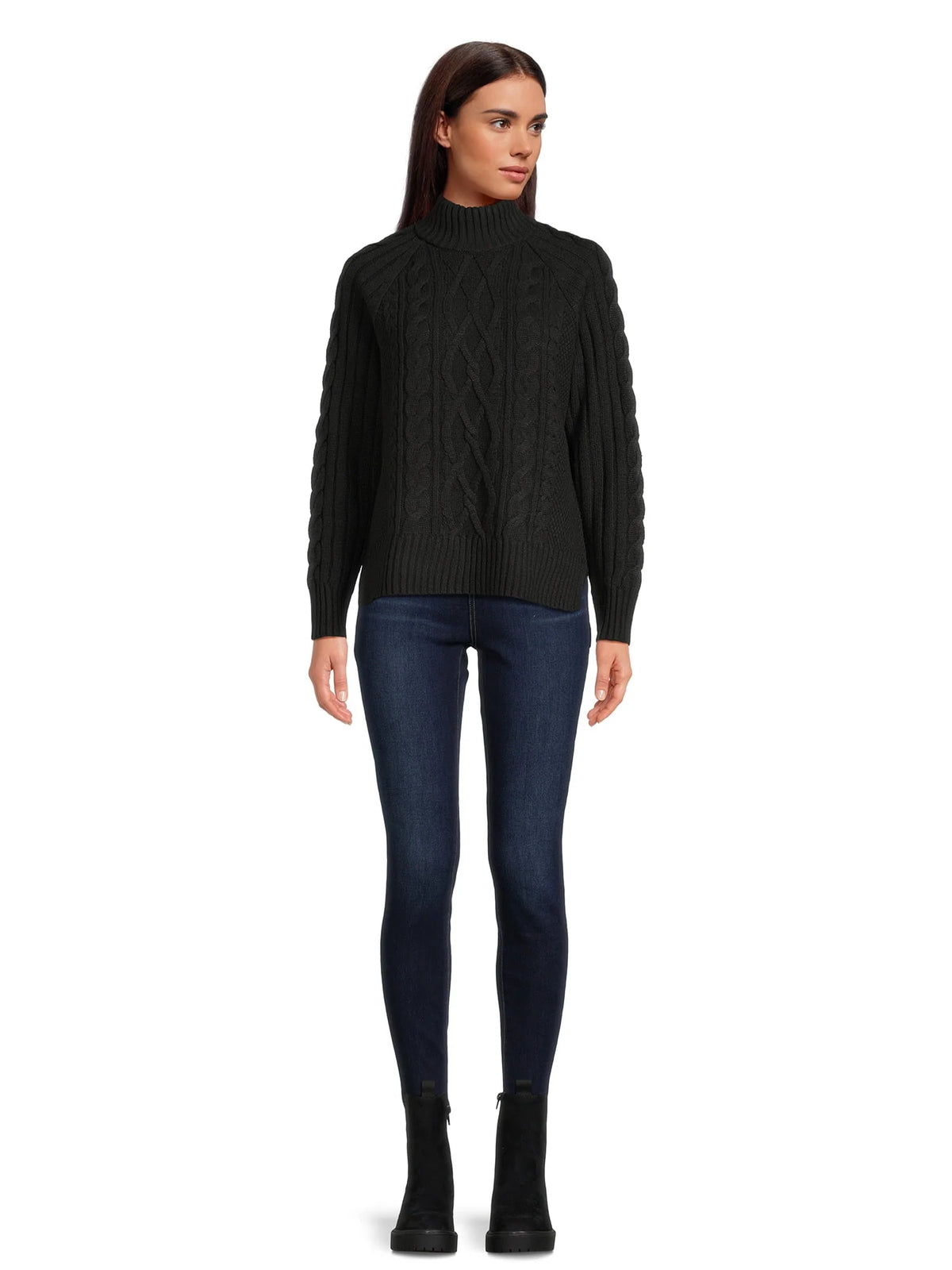 Mock Neck Cable Pullover Sweater X305903