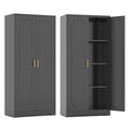 Black Metal Pantry Cabinet with Doors and 4 Adjustable Shelves T521222