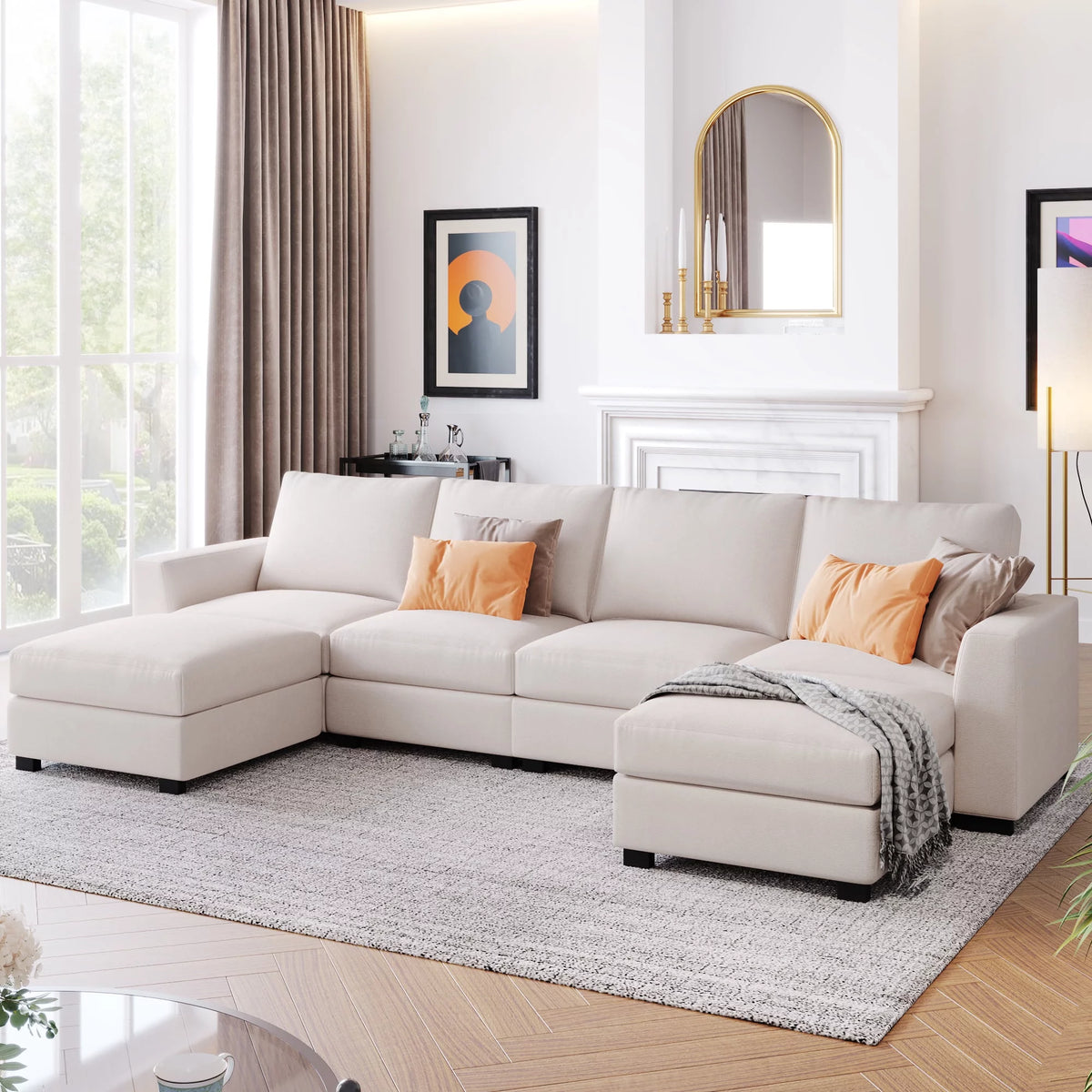 130.7" U Shaped Modular Sectional Sofa G793