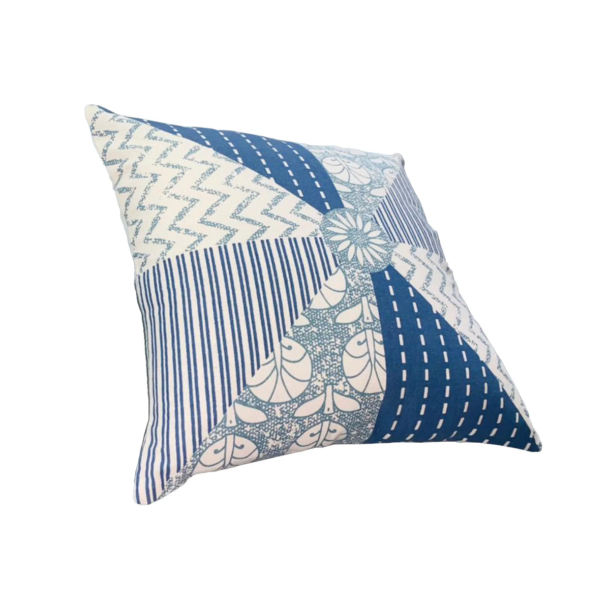18 x 18 Square Cotton Accent Pillow, Blue, White A39715